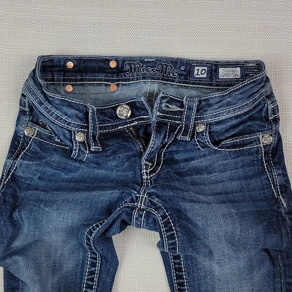 Miss‎ Me girls denim cuffed capri 10